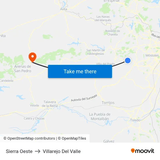 Sierra Oeste to Villarejo Del Valle map
