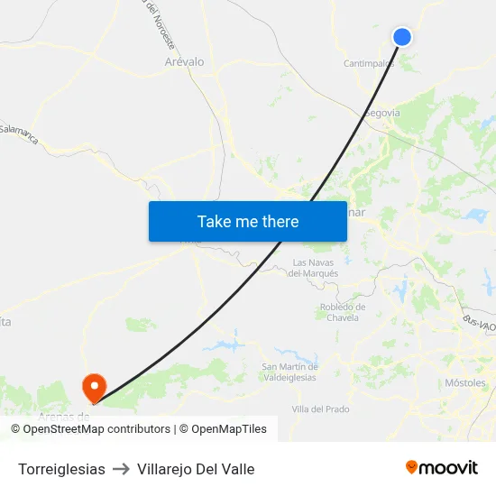 Torreiglesias to Villarejo Del Valle map