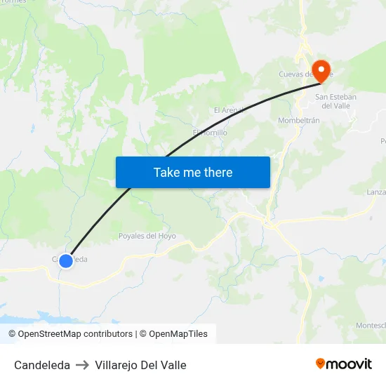 Candeleda to Villarejo Del Valle map