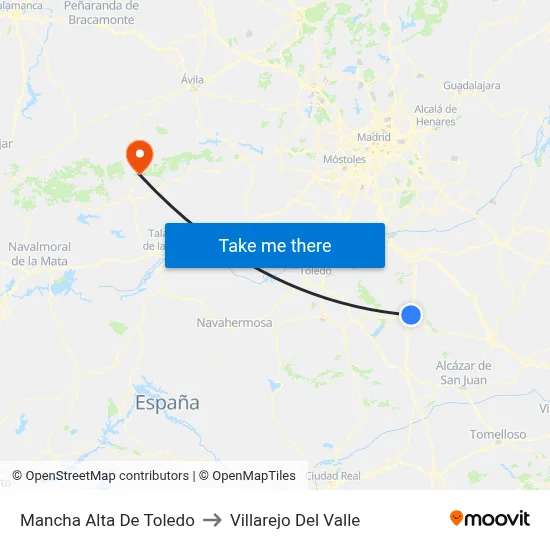 Mancha Alta De Toledo to Villarejo Del Valle map