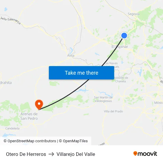 Otero De Herreros to Villarejo Del Valle map
