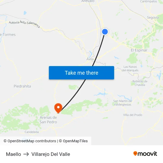 Maello to Villarejo Del Valle map