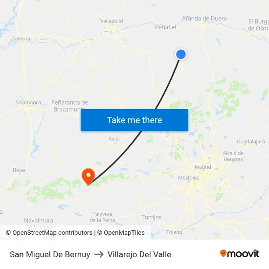 San Miguel De Bernuy to Villarejo Del Valle map