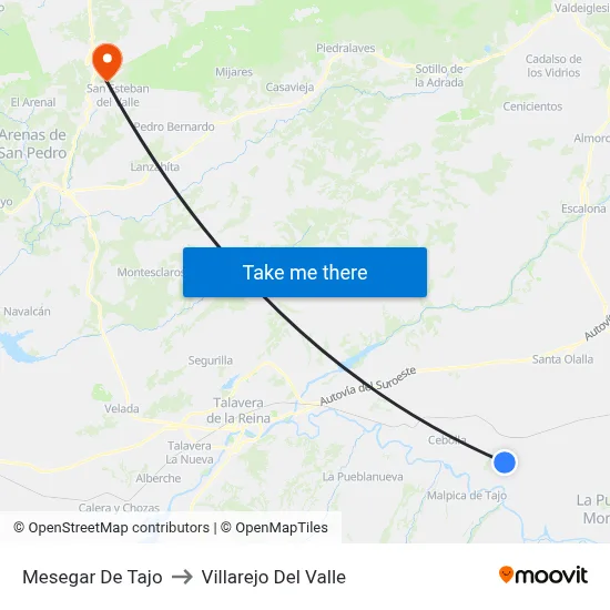 Mesegar De Tajo to Villarejo Del Valle map