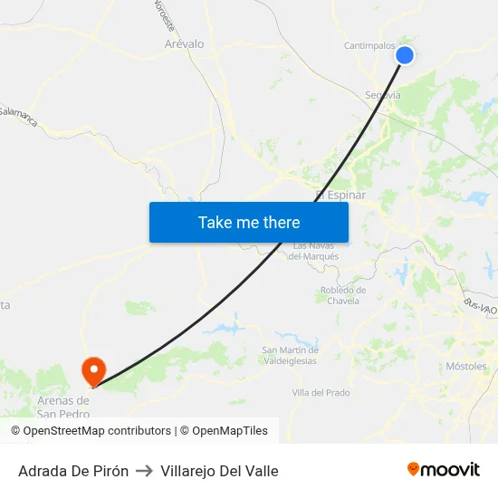 Adrada De Pirón to Villarejo Del Valle map