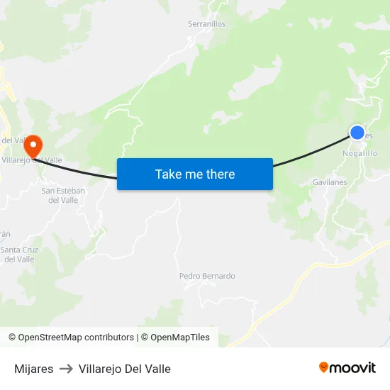 Mijares to Villarejo Del Valle map