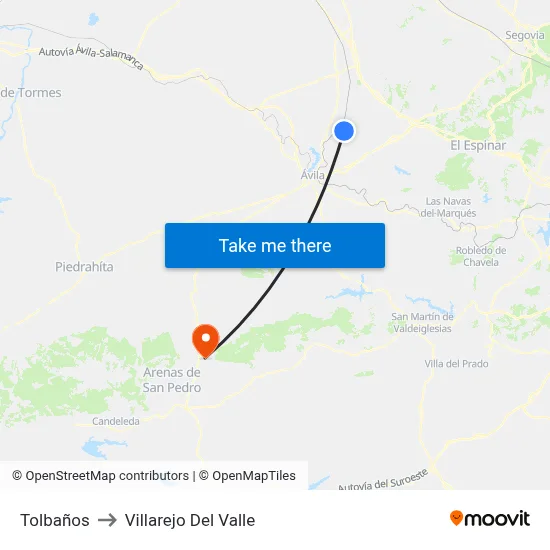 Tolbaños to Villarejo Del Valle map