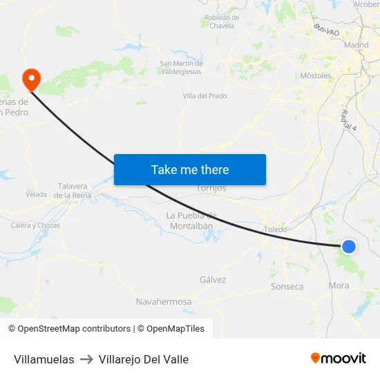 Villamuelas to Villarejo Del Valle map