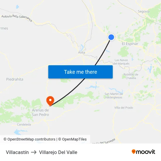 Villacastín to Villarejo Del Valle map