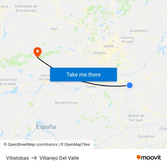 Villatobas to Villarejo Del Valle map