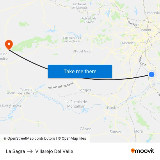 La Sagra to Villarejo Del Valle map