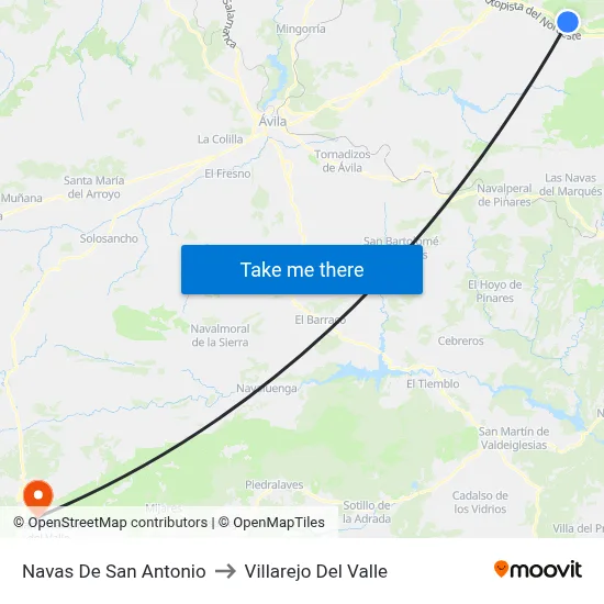 Navas De San Antonio to Villarejo Del Valle map