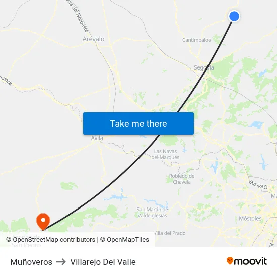 Muñoveros to Villarejo Del Valle map