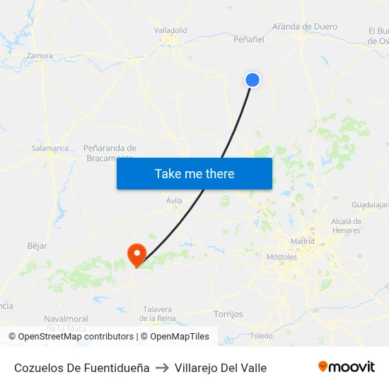 Cozuelos De Fuentidueña to Villarejo Del Valle map