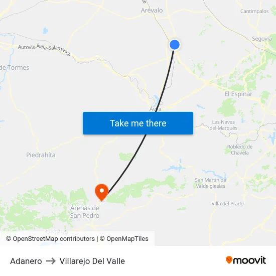 Adanero to Villarejo Del Valle map
