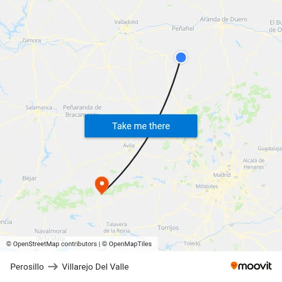 Perosillo to Villarejo Del Valle map