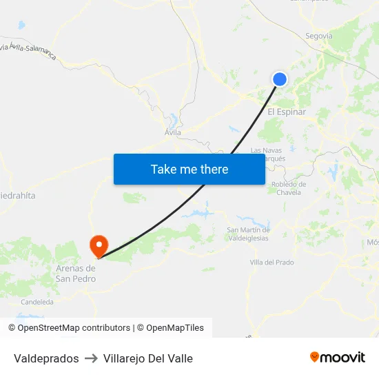 Valdeprados to Villarejo Del Valle map