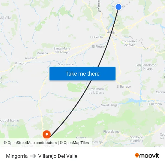 Mingorría to Villarejo Del Valle map