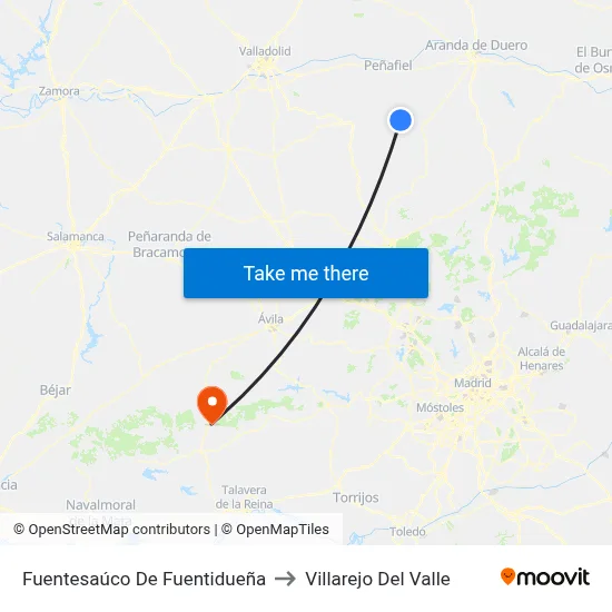 Fuentesaúco De Fuentidueña to Villarejo Del Valle map