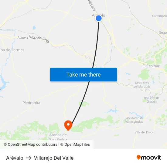 Arévalo to Villarejo Del Valle map