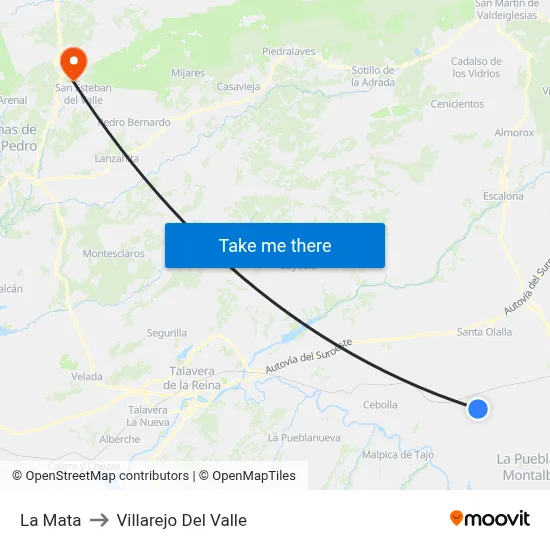 La Mata to Villarejo Del Valle map