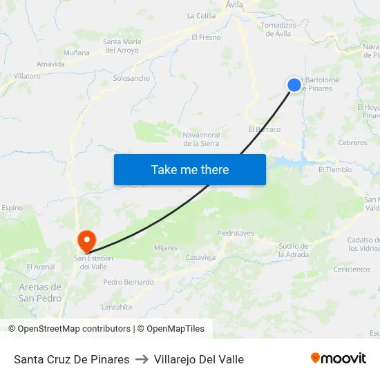 Santa Cruz De Pinares to Villarejo Del Valle map