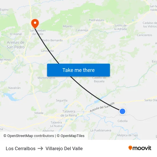 Los Cerralbos to Villarejo Del Valle map