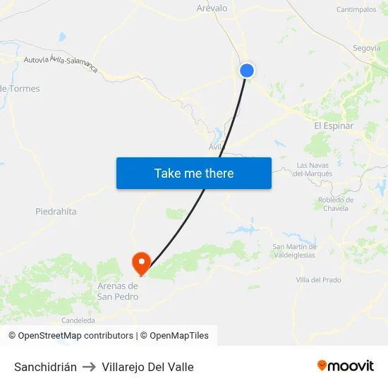 Sanchidrián to Villarejo Del Valle map