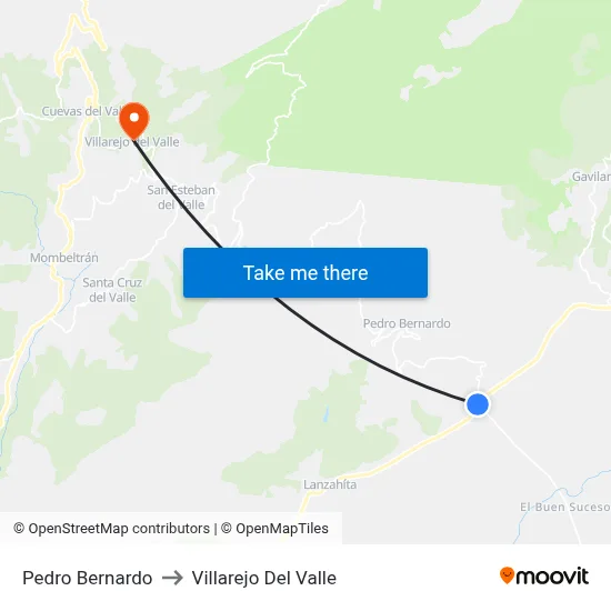 Pedro Bernardo to Villarejo Del Valle map