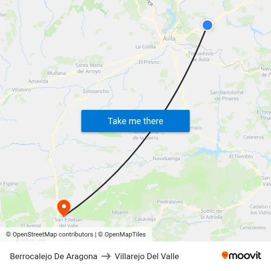 Berrocalejo De Aragona to Villarejo Del Valle map
