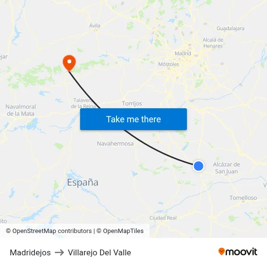 Madridejos to Villarejo Del Valle map