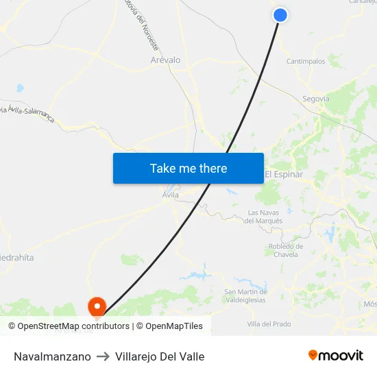 Navalmanzano to Villarejo Del Valle map