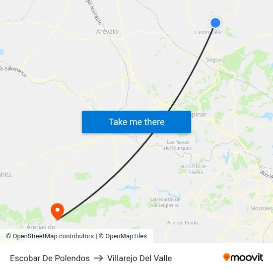 Escobar De Polendos to Villarejo Del Valle map