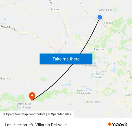 Los Huertos to Villarejo Del Valle map