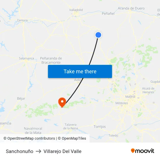 Sanchonuño to Villarejo Del Valle map