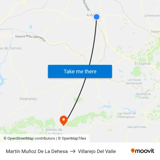 Martín Muñoz De La Dehesa to Villarejo Del Valle map