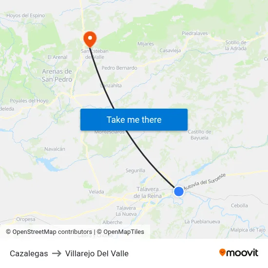 Cazalegas to Villarejo Del Valle map