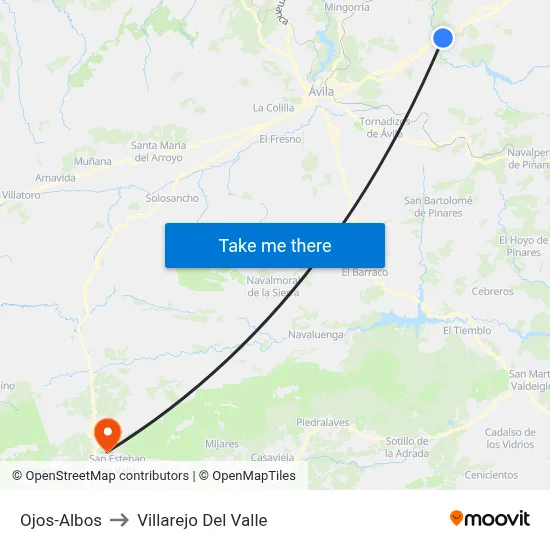 Ojos-Albos to Villarejo Del Valle map
