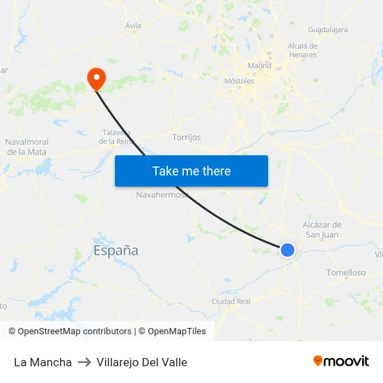 La Mancha to Villarejo Del Valle map