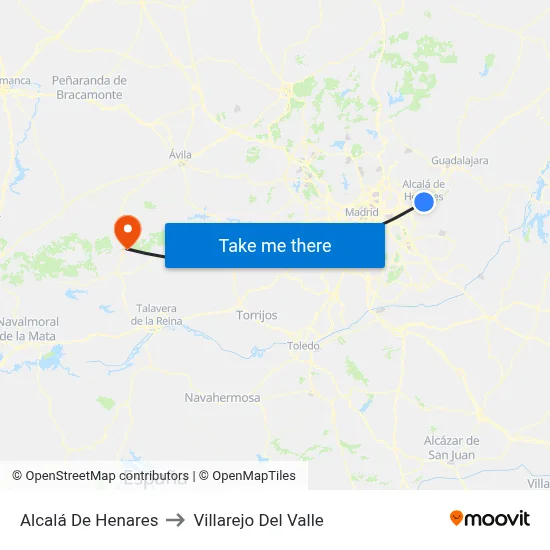 Alcalá De Henares to Villarejo Del Valle map