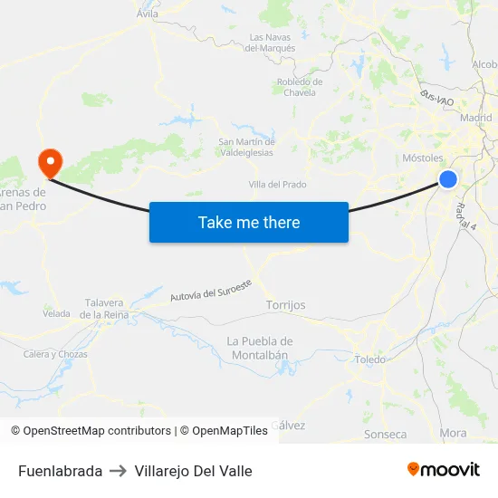 Fuenlabrada to Villarejo Del Valle map