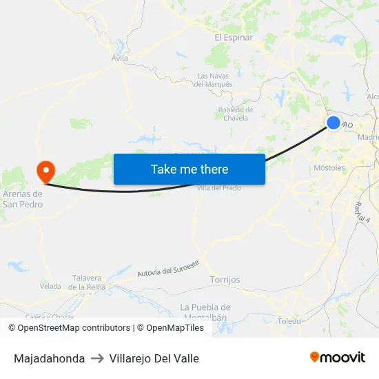 Majadahonda to Villarejo Del Valle map