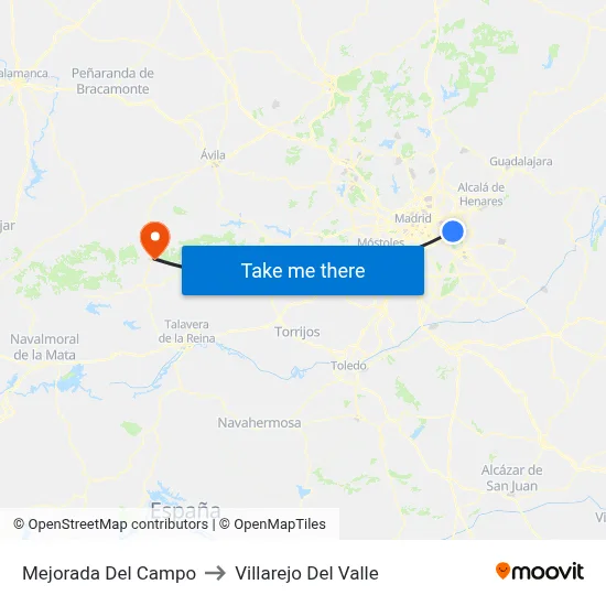 Mejorada Del Campo to Villarejo Del Valle map