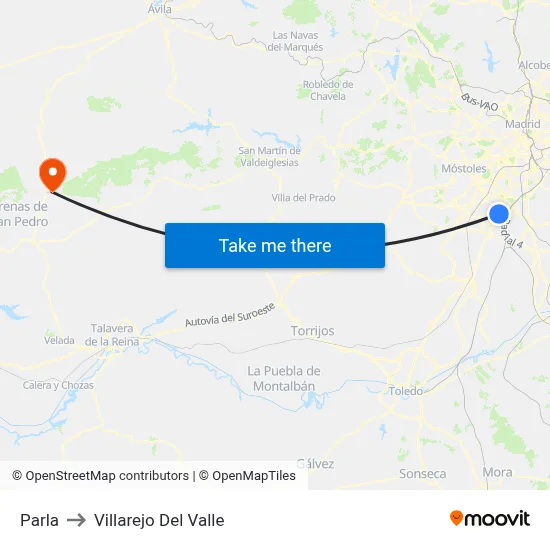Parla to Villarejo Del Valle map