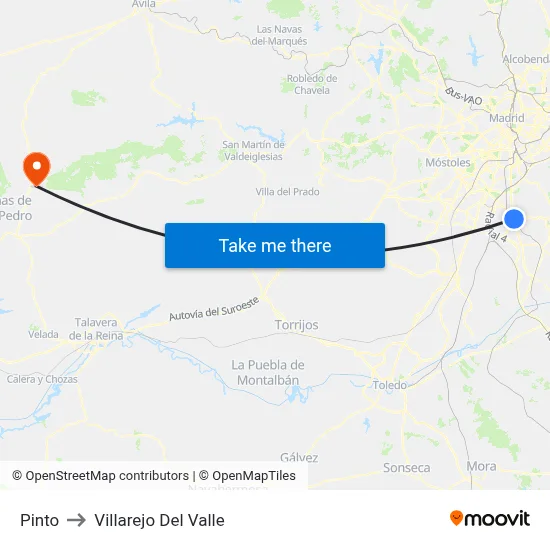 Pinto to Villarejo Del Valle map