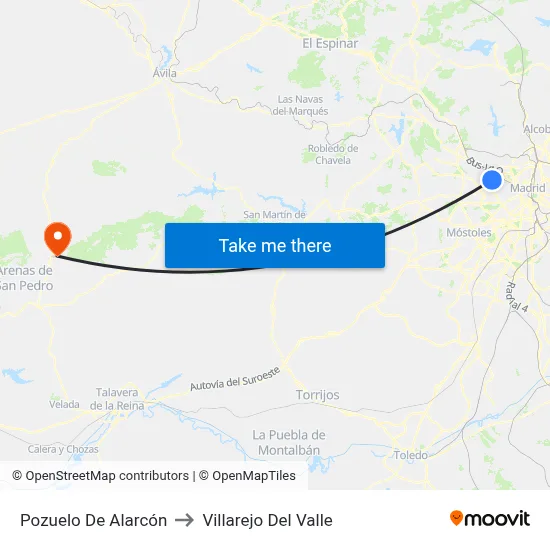 Pozuelo De Alarcón to Villarejo Del Valle map