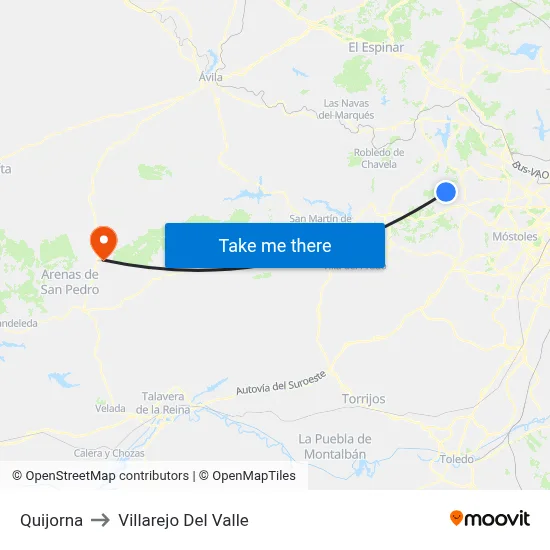 Quijorna to Villarejo Del Valle map