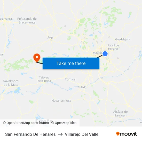 San Fernando De Henares to Villarejo Del Valle map