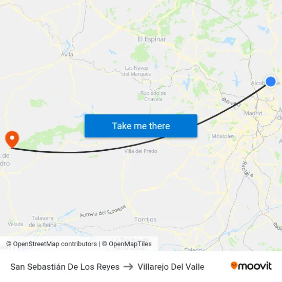 San Sebastián De Los Reyes to Villarejo Del Valle map