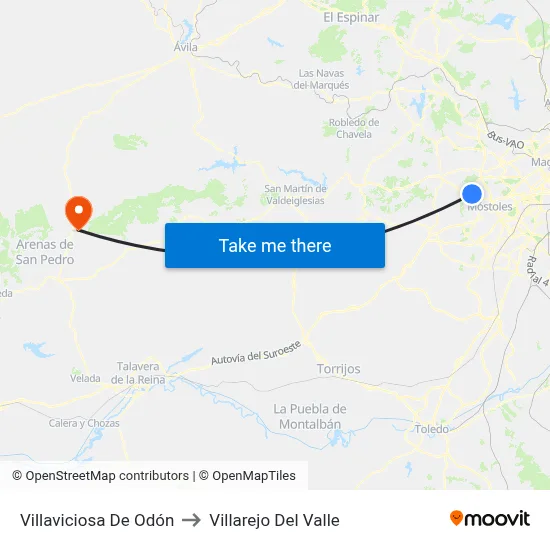 Villaviciosa De Odón to Villarejo Del Valle map